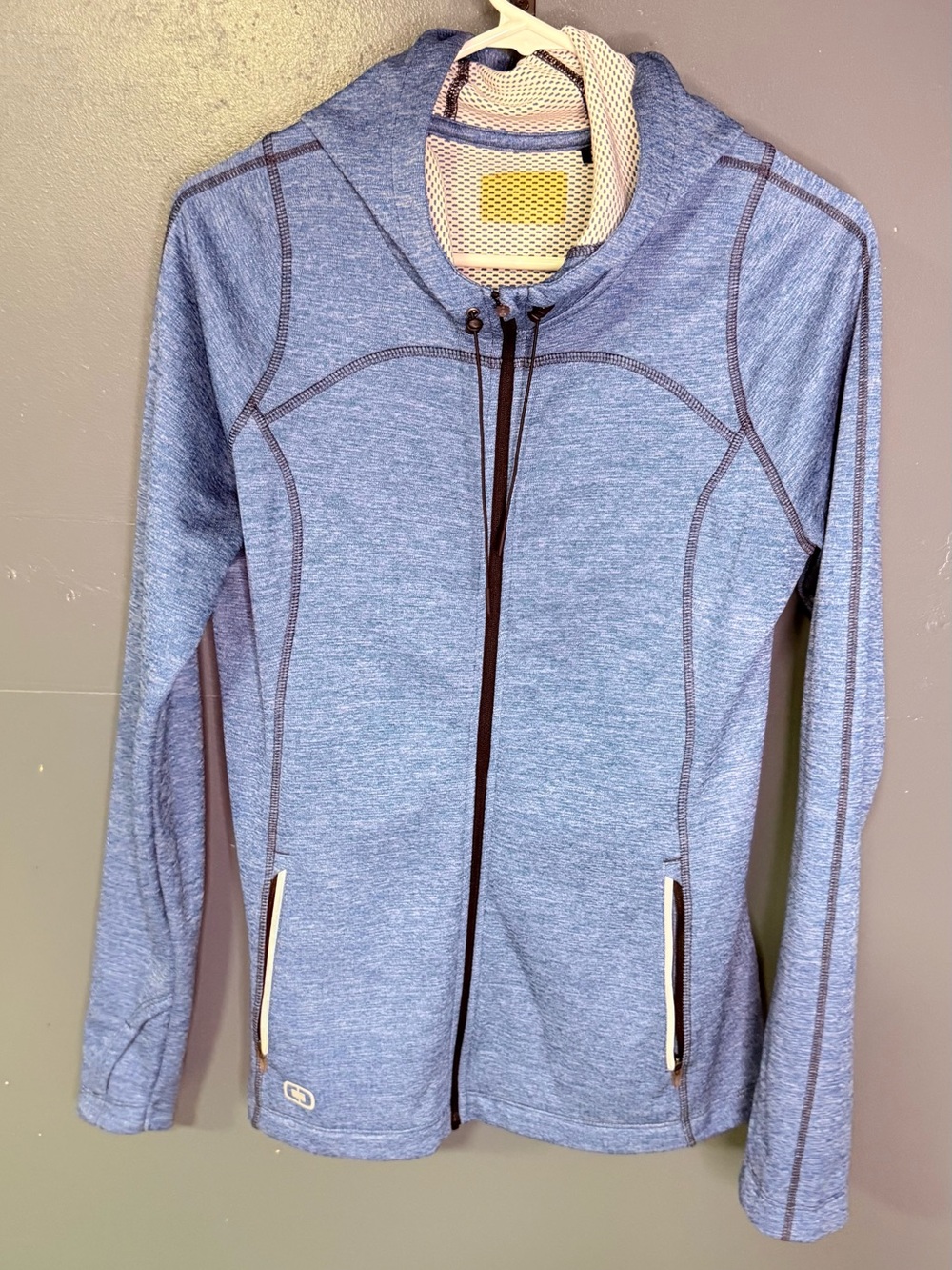 Women's Light Blue Full-Zip Hooded Performance Jacket